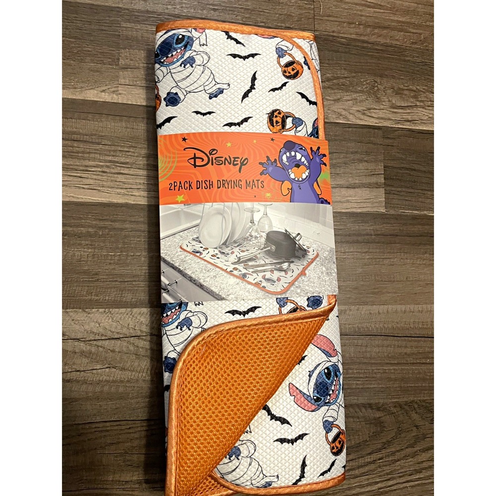 Disney Stitch Halloween 2-Pack Fast Drying Dish Drying Mats Polyester 16x18in